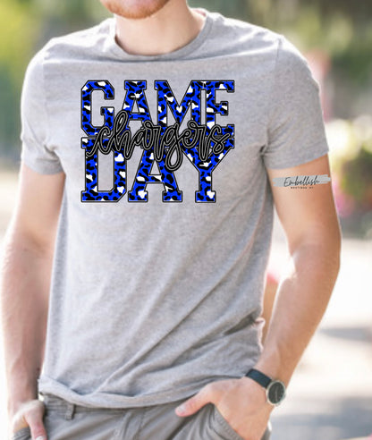 Game Day Chargers -Blue Leopard