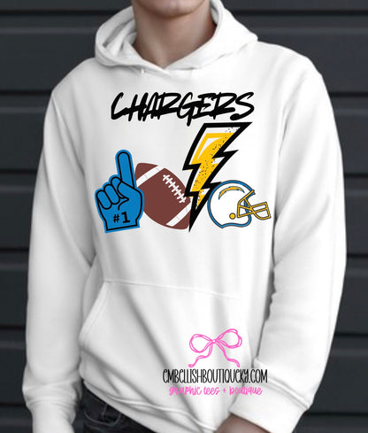Chargers #1 Fan - Bolt tee, Sweatshirt or Hoodie