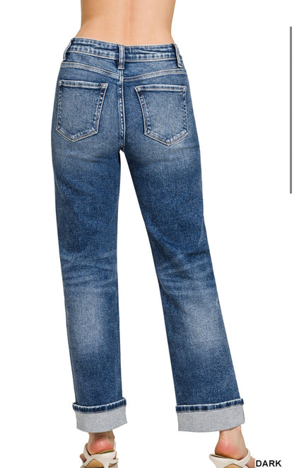 ZENANA cuffed straight jeans - Pre-order closes 8/22