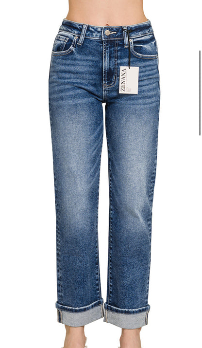 ZENANA cuffed straight jeans - Pre-order closes 8/22