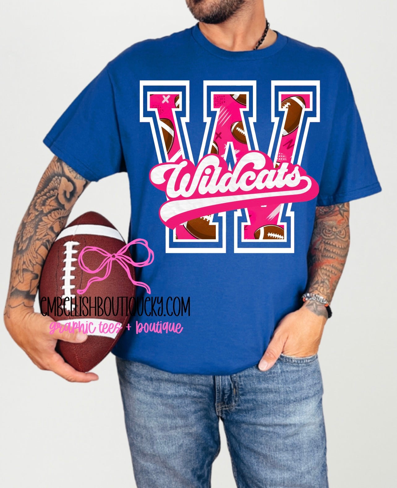 Pink Wildcats Football - tee, sweatshirt or hoodie, Youth and Adult