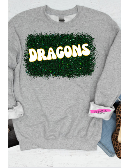 Faux Glitter Bleach - Dragons (Green Glitter)