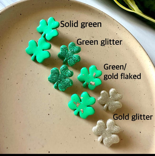 Clay St. Patrick’s Green Clover Earrings