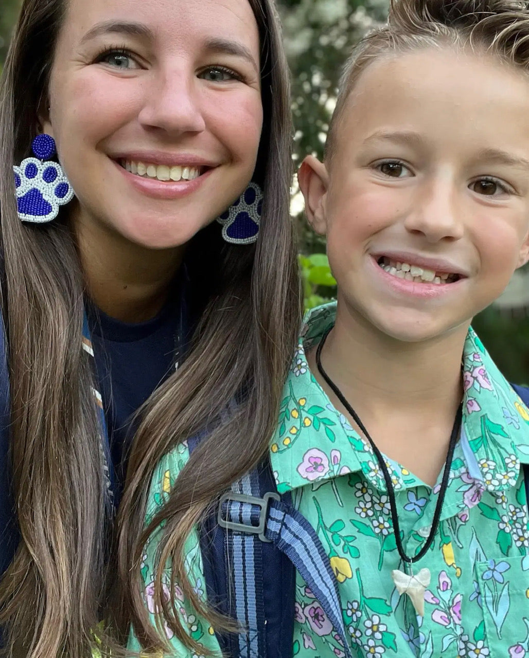 Paw Print Seed Beaded Earrings - Blue/White, Yellow/Purple, Black/Red WS