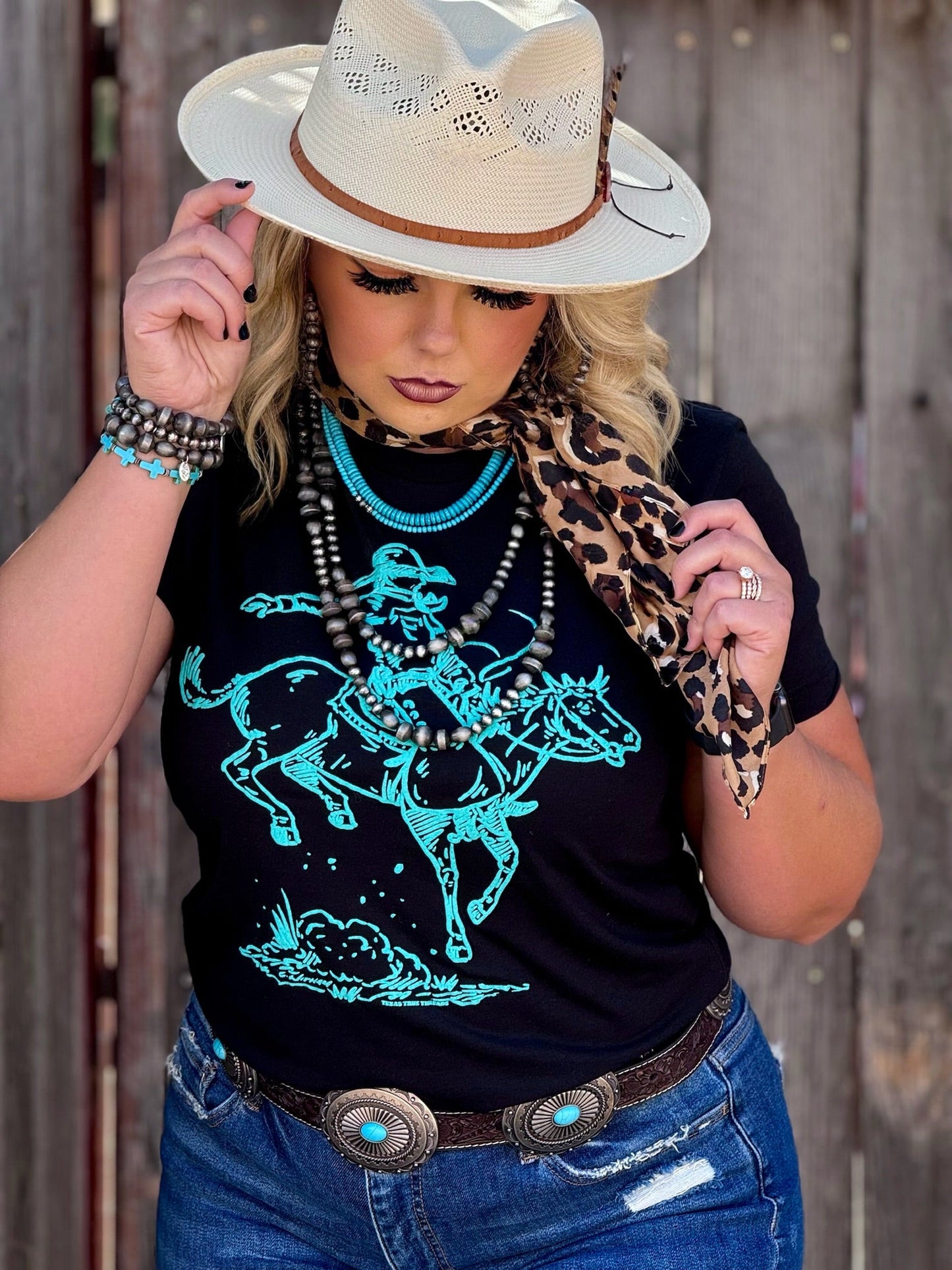 Roughrider in Turquoise Puff Tee