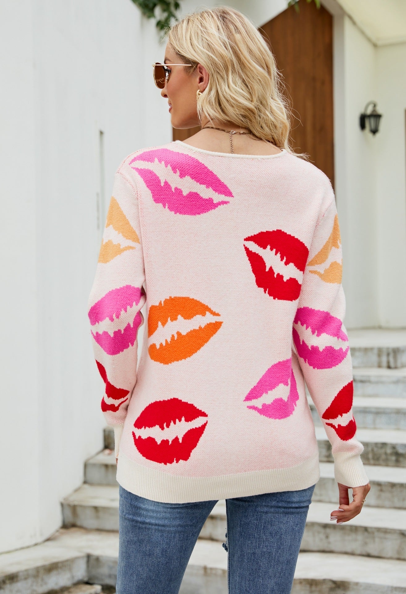 Kiss Me Lip Print Sweater