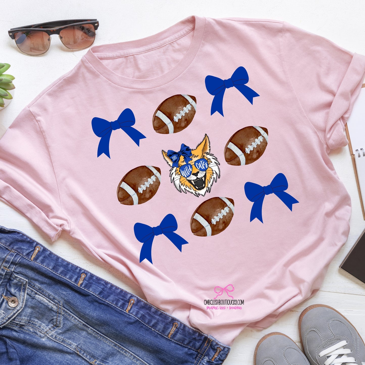 Wildcats Football Bow Tee