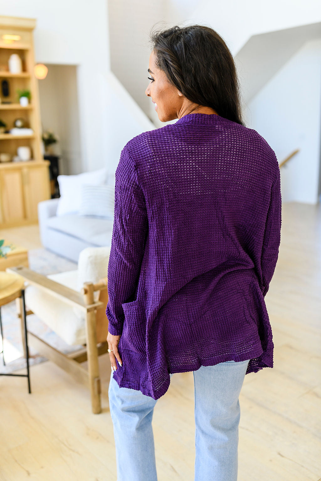 Bonus Sale- Bonnie Waffle Cardigan With Thumbhole