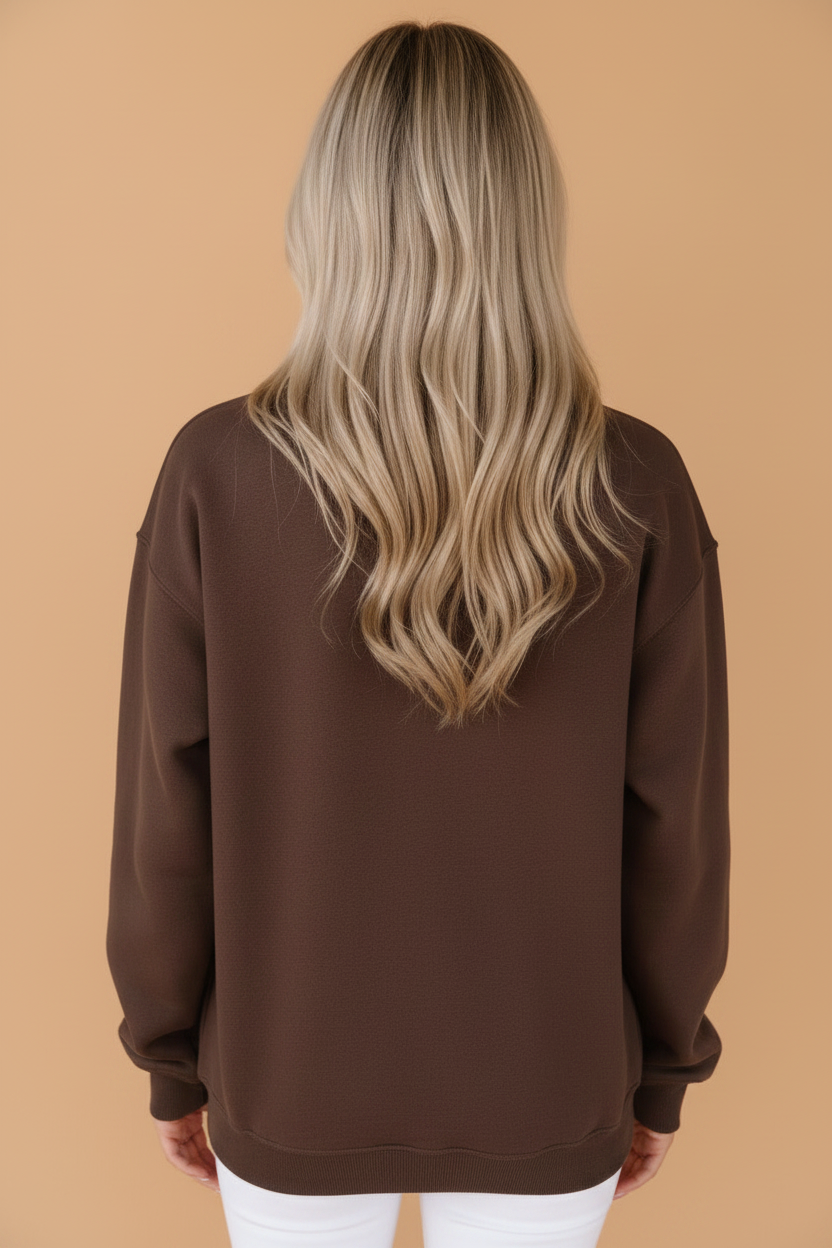 WWJD Embroidered Patchwork Mock Neck Sweatshirt