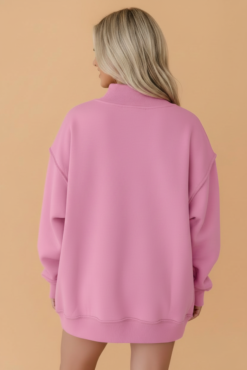 WWJD Embroidered Patchwork Mock Neck Sweatshirt