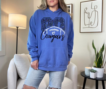 Go Cougars - Leopard Football - 3 colors to choose from - tee, sweatshirt or hoodie
