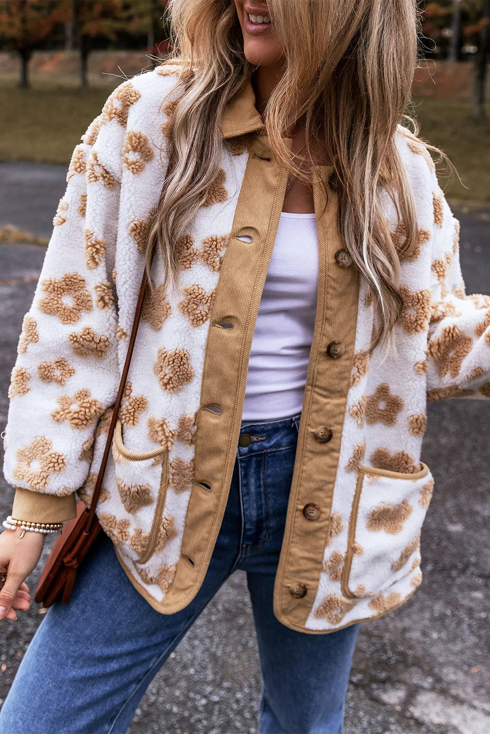 Flower Button Up Long Sleeve Jacket