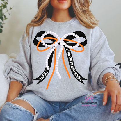 Grey - Fern Creek HS Tigers Bow Trio - tee, sweatshirt or hoodie