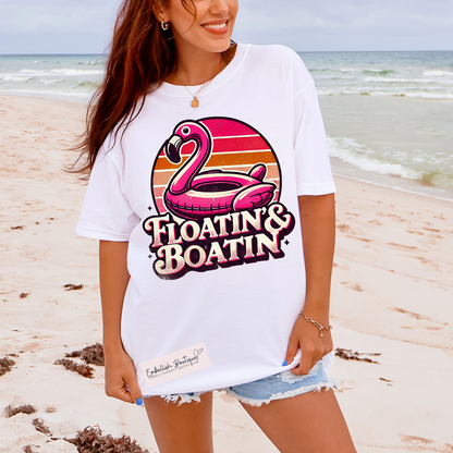 Floatin' and Boatin' - short sleeve tee in White or Natural
