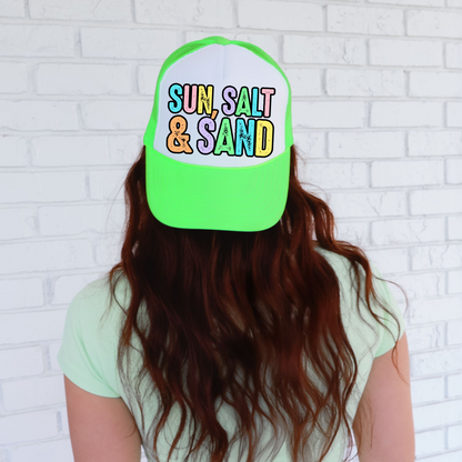 Sun, Salt & Sand - Neon Pink or Neon Green Trucker Hat