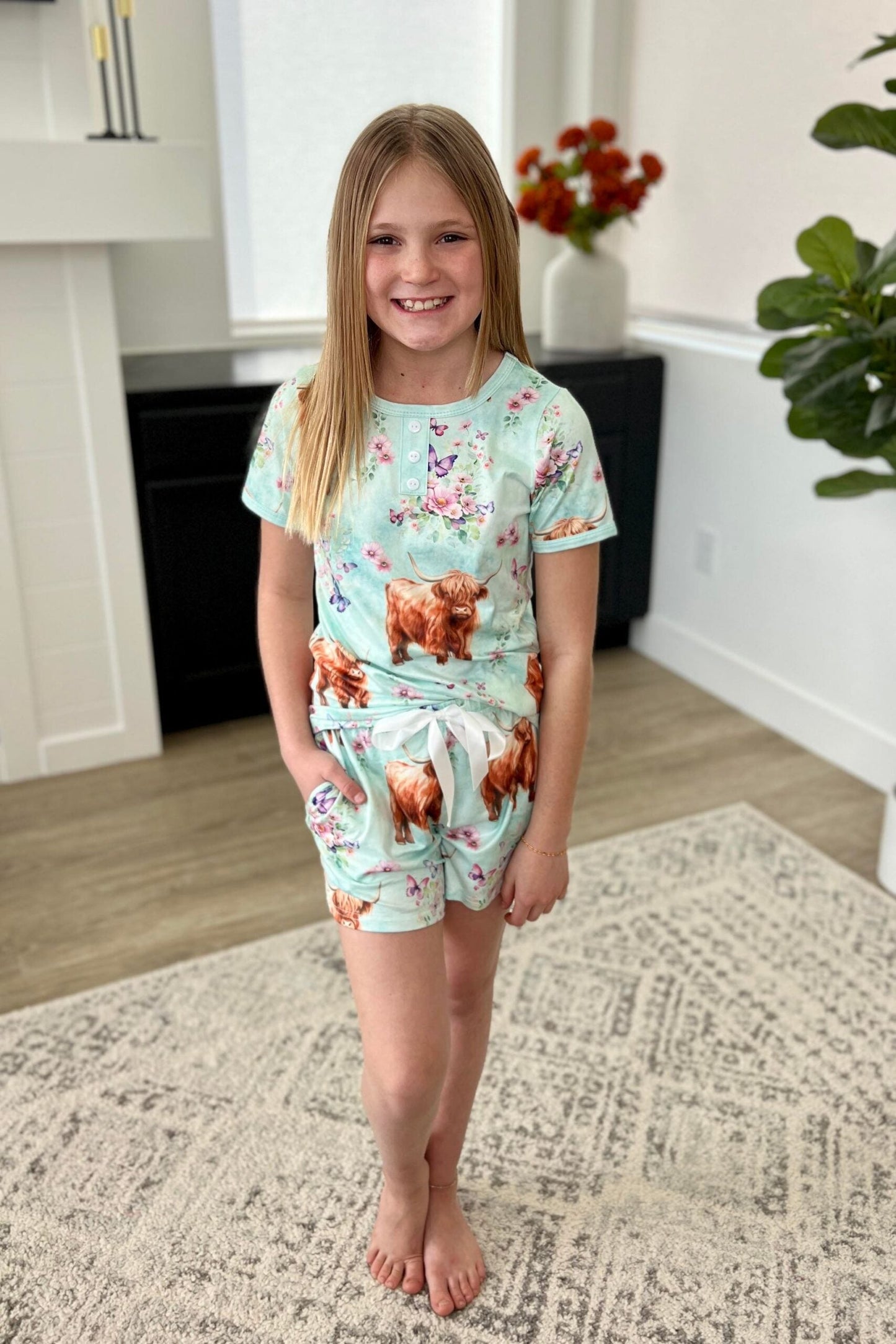 Matching Short PJ Set -#2-Mint Cow