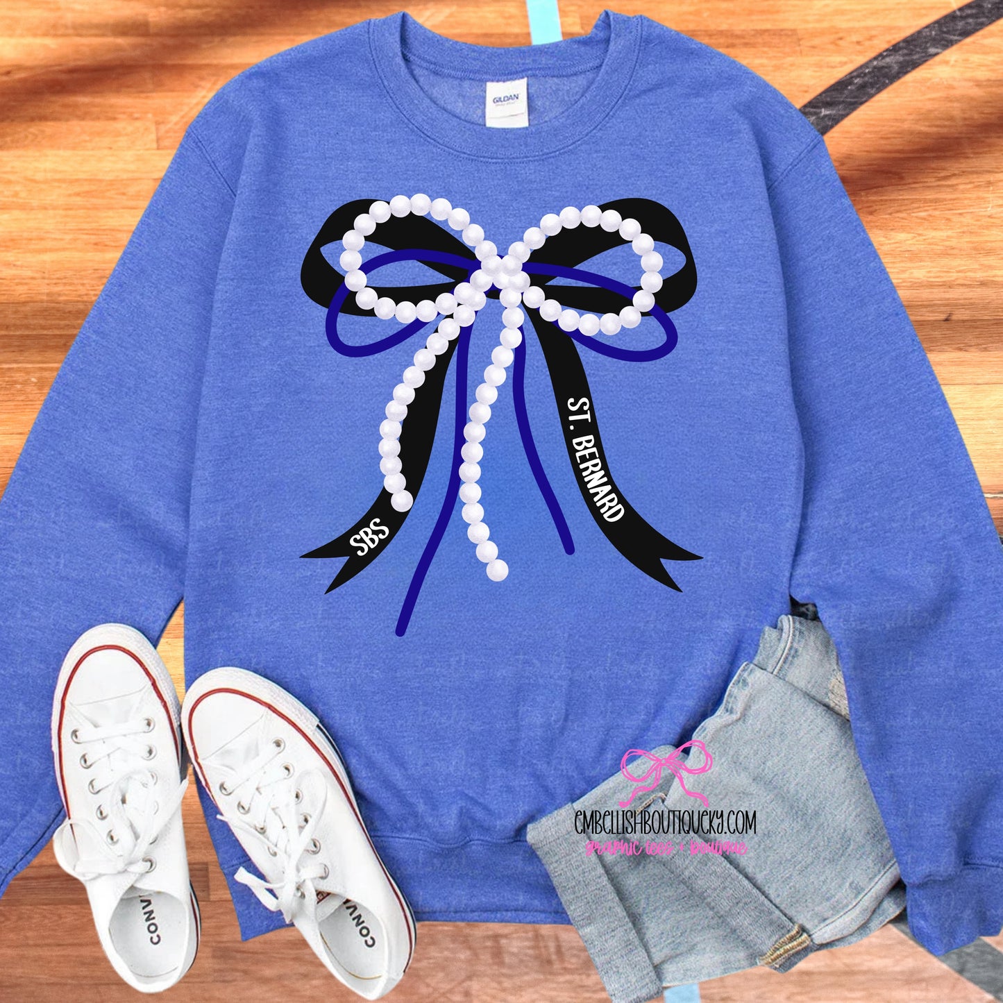 Blue - St. Bernard Bow Trio - tee, sweatshirt or hoodie