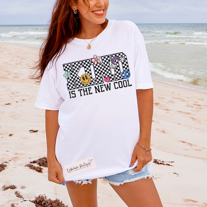 Kind is the New COOL - groovy checkered tee in White or Natural