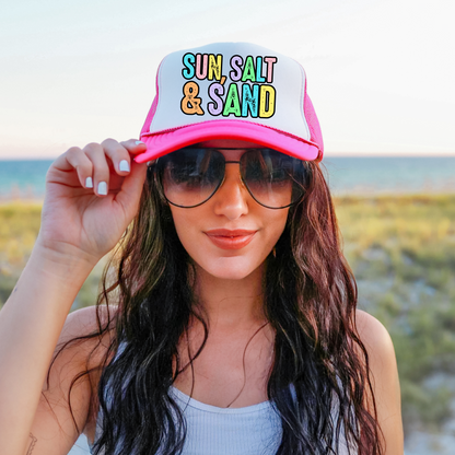 Sun, Salt & Sand - Neon Pink or Neon Green Trucker Hat