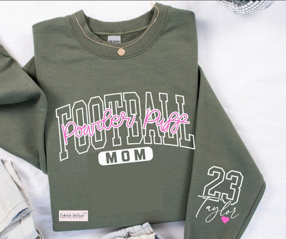 Powder Puff Football Mom - Personalized Sweatshirt, multiple colors available