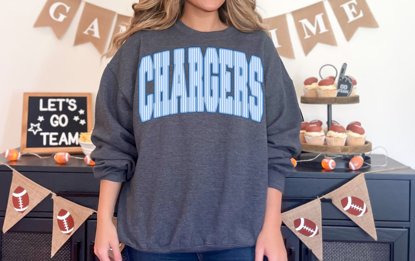 Chargers Stripe - tee, sweatshirt or hoodie, Youth and Adult
