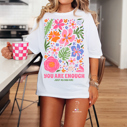 You are enough - short sleeve tee in White or Natural
