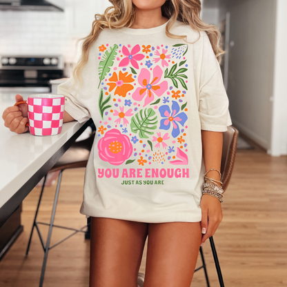 You are enough - short sleeve tee in White or Natural